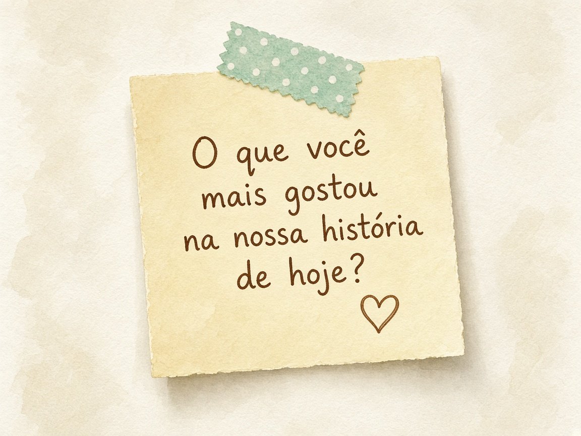 Bilhete: O que você mais gostou na nossa história de hoje?